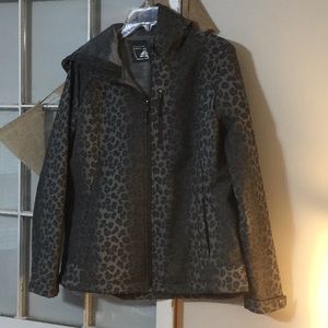 Rain jacket leopard print for lined hooded. Large